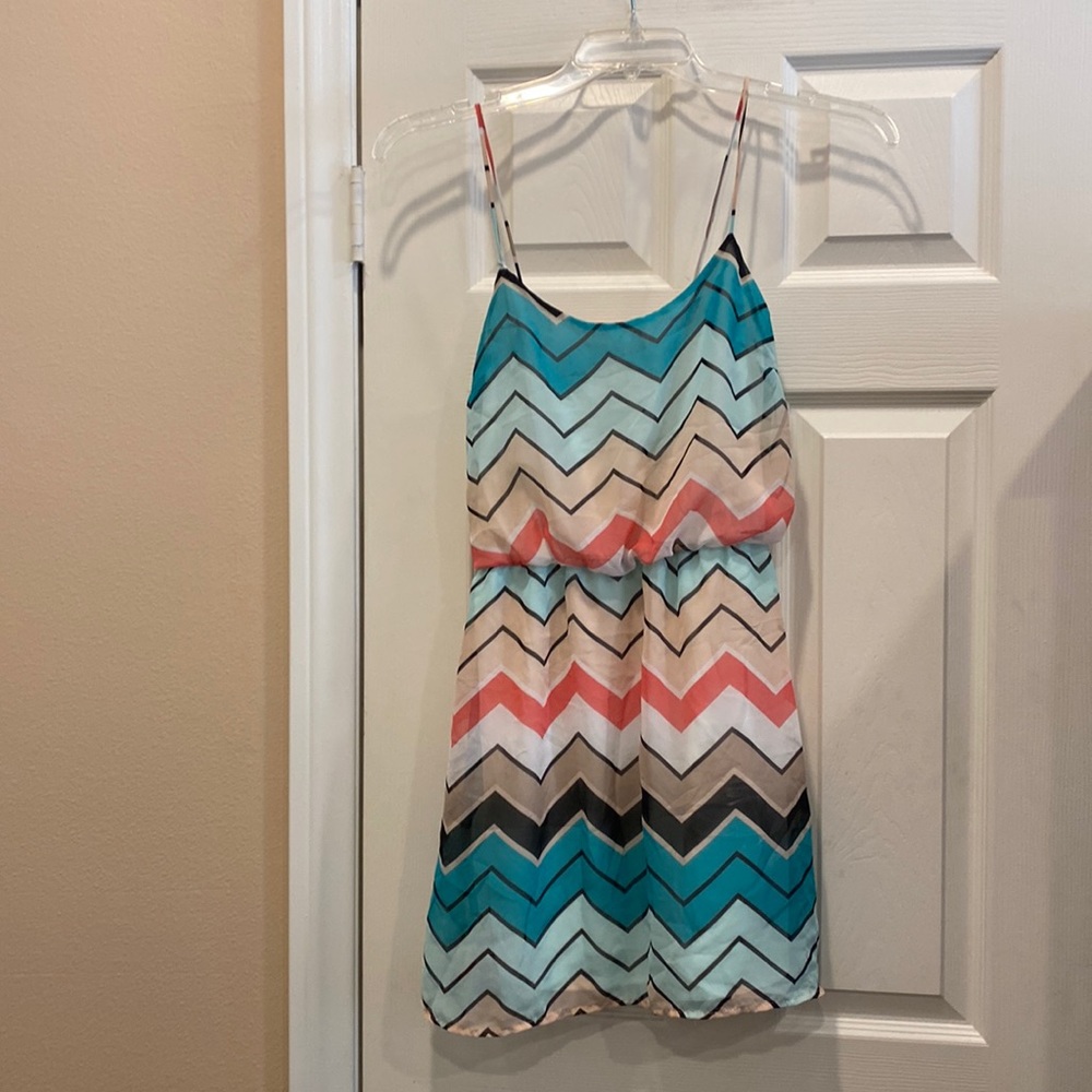 Charlotte Russe spaghetti strap, lined, zigzag patterned dress
